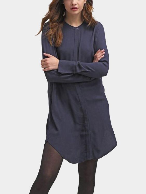 Round Neck Plain Long Sleeve Black T-Shirts