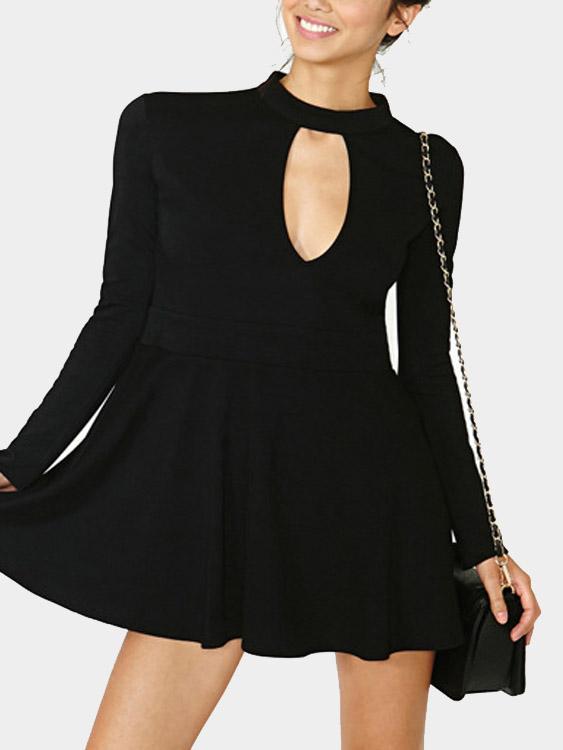Long Sleeves Sexy Hollow Chest Mini Dresses