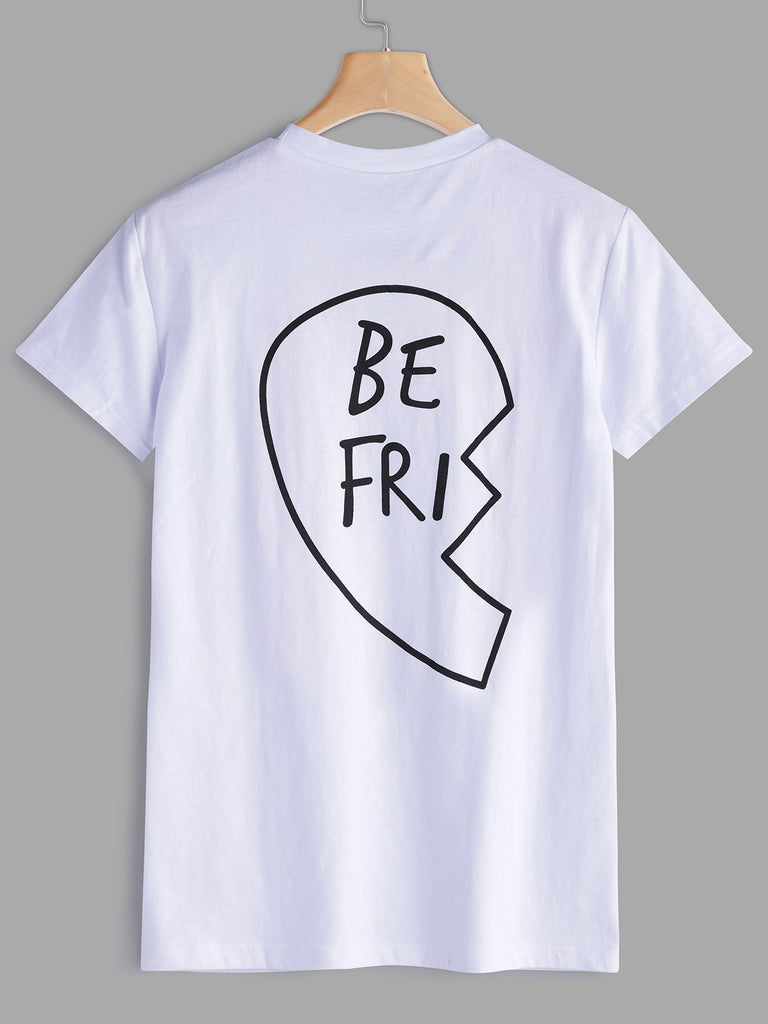 Crew Neck Short Sleeve Letter Printed T-Shirt
