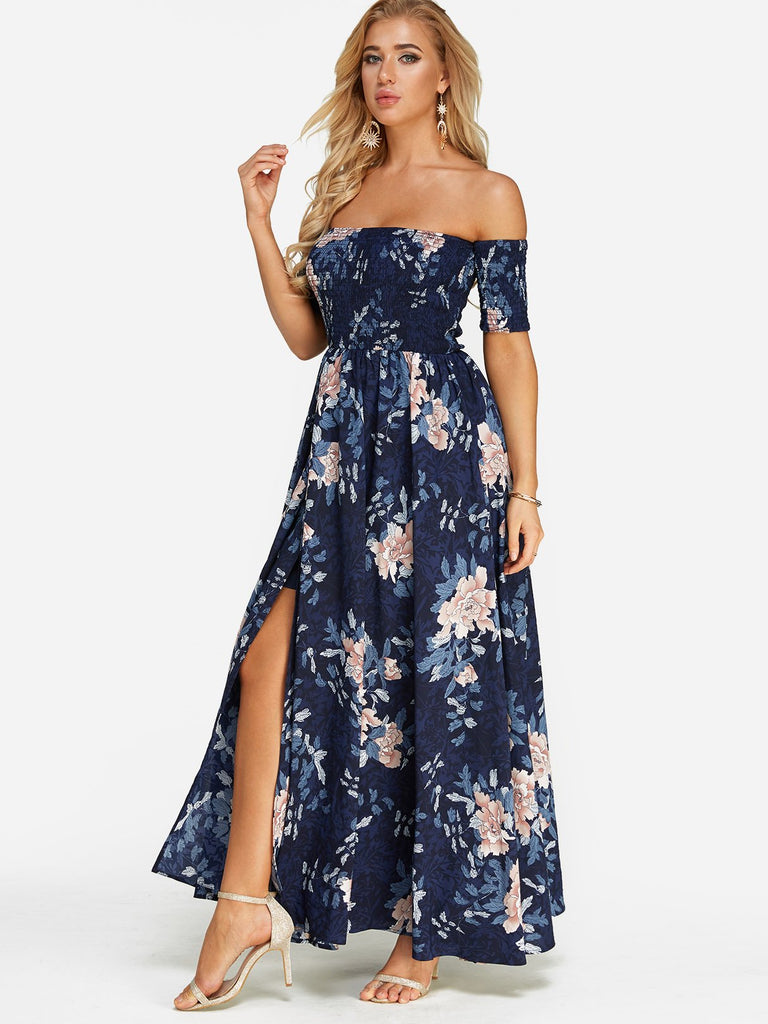 Ladies Navy Floral Dresses