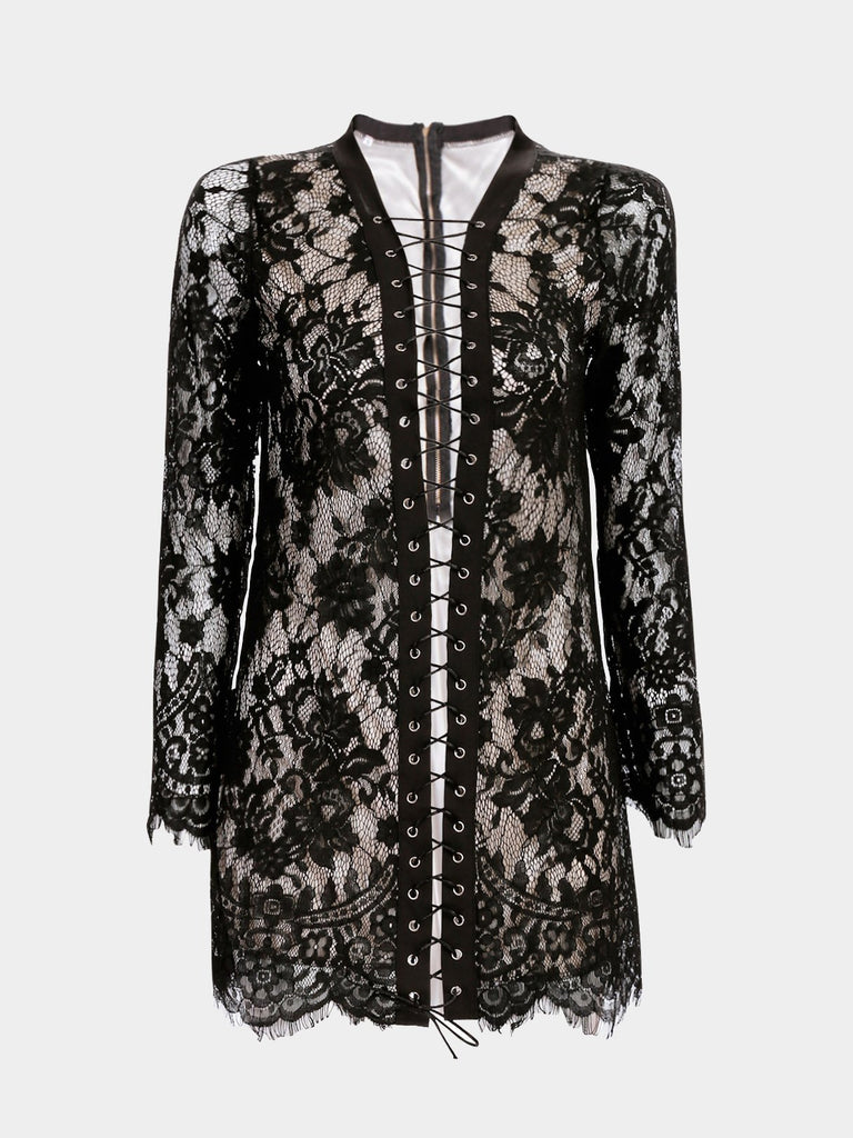Long Sleeve Lace Mini Dresses
