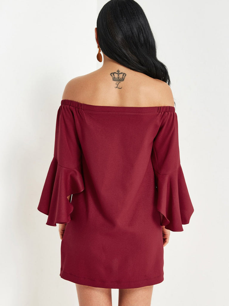 Womens Red Off The Shoulder Dresses