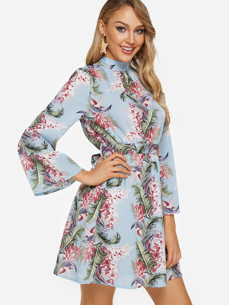 Ladies Blue Floral Dresses