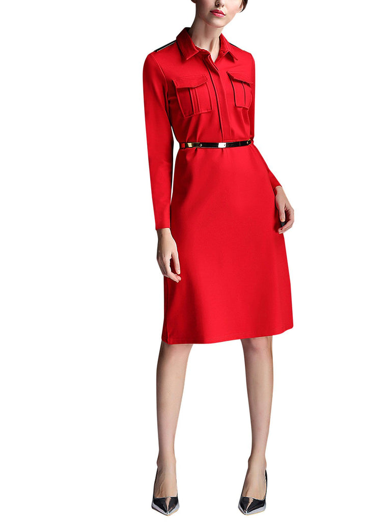 Womens Long Sleeve Midi Dress