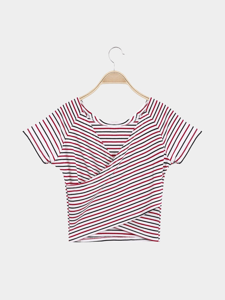Stripe Half Sleeve Red T-Shirts