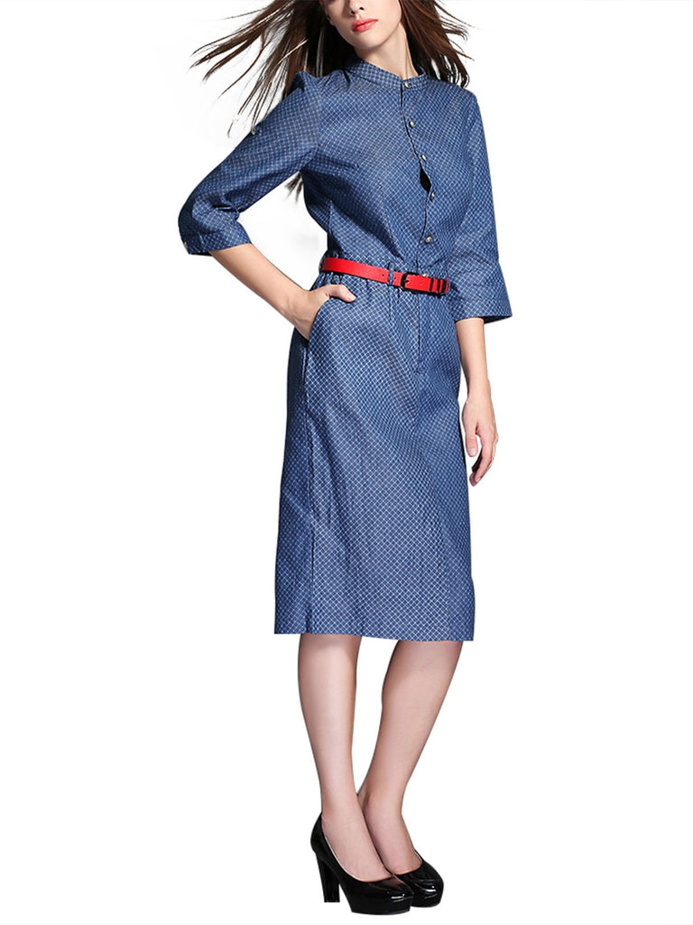 Womens 3/4 Sleeve Shirt Dresses