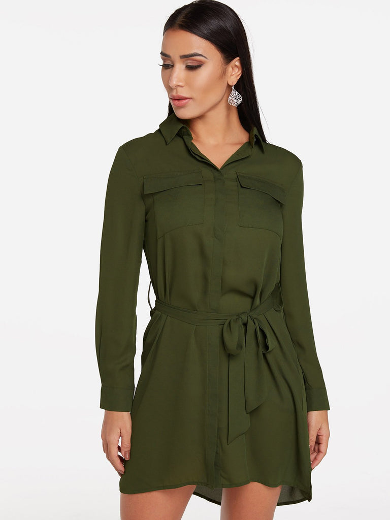 Ladies Green Shirt Dresses