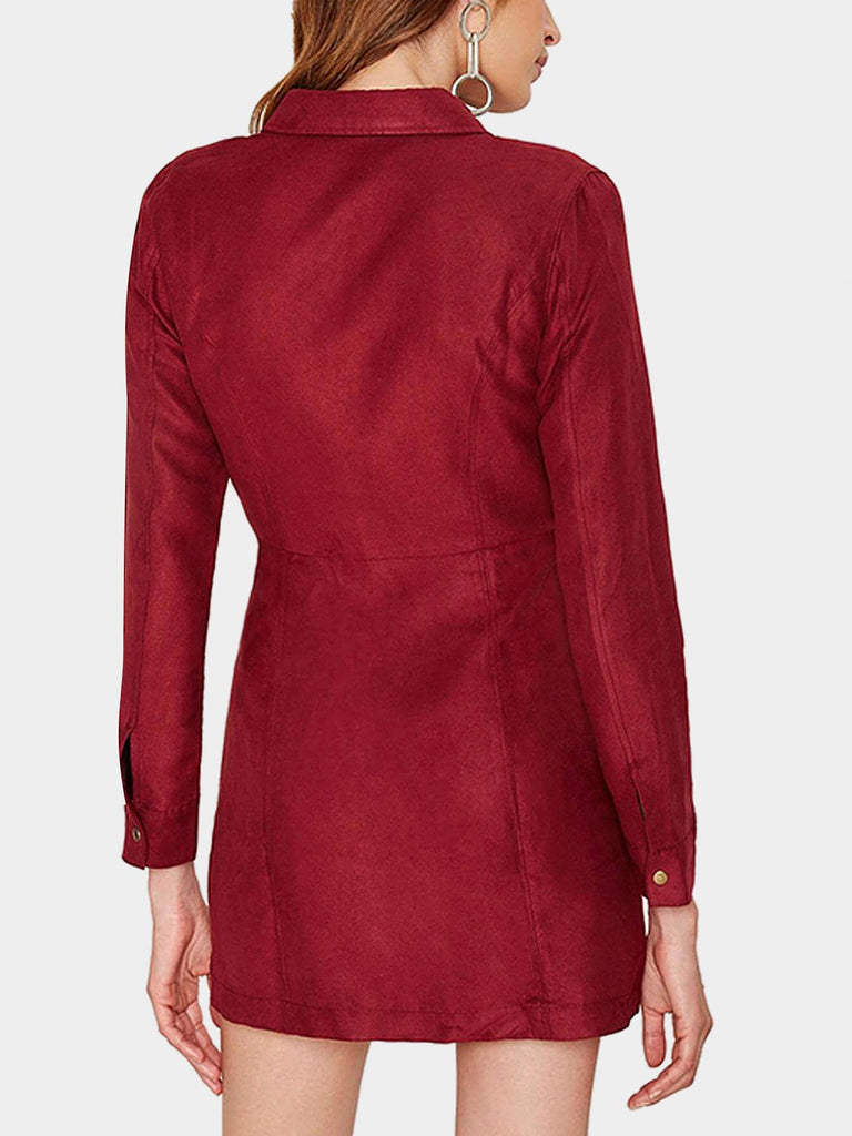 Womens Wine Red Shirt Dresses