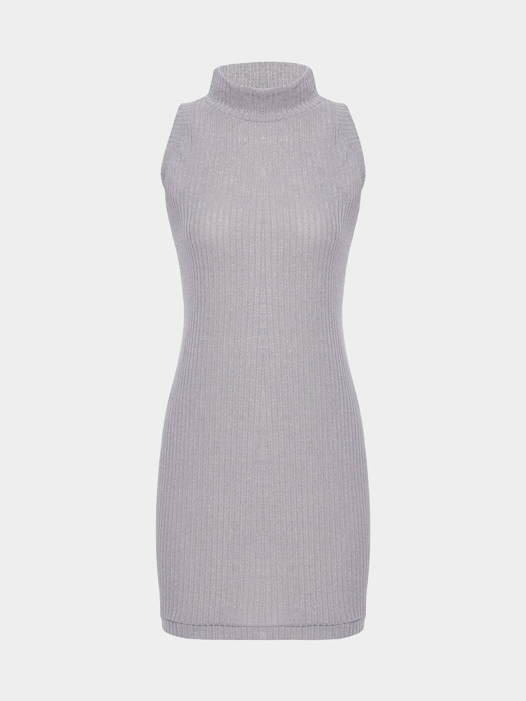 Grey Crew Neck Sleeveless Mini Dress