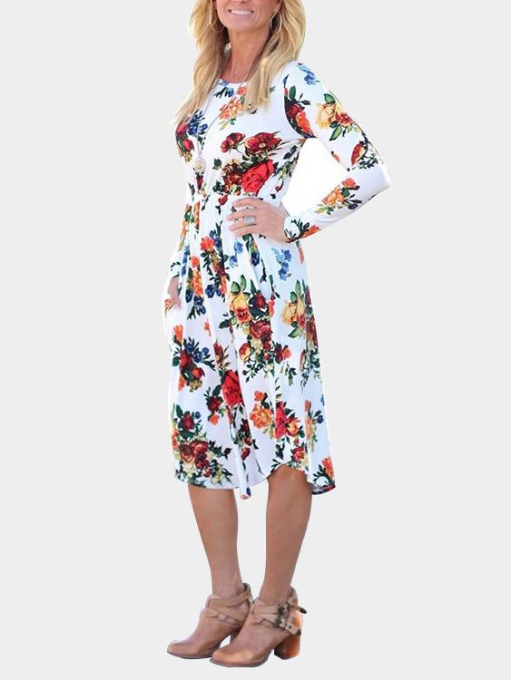 Womens White Floral Dresses