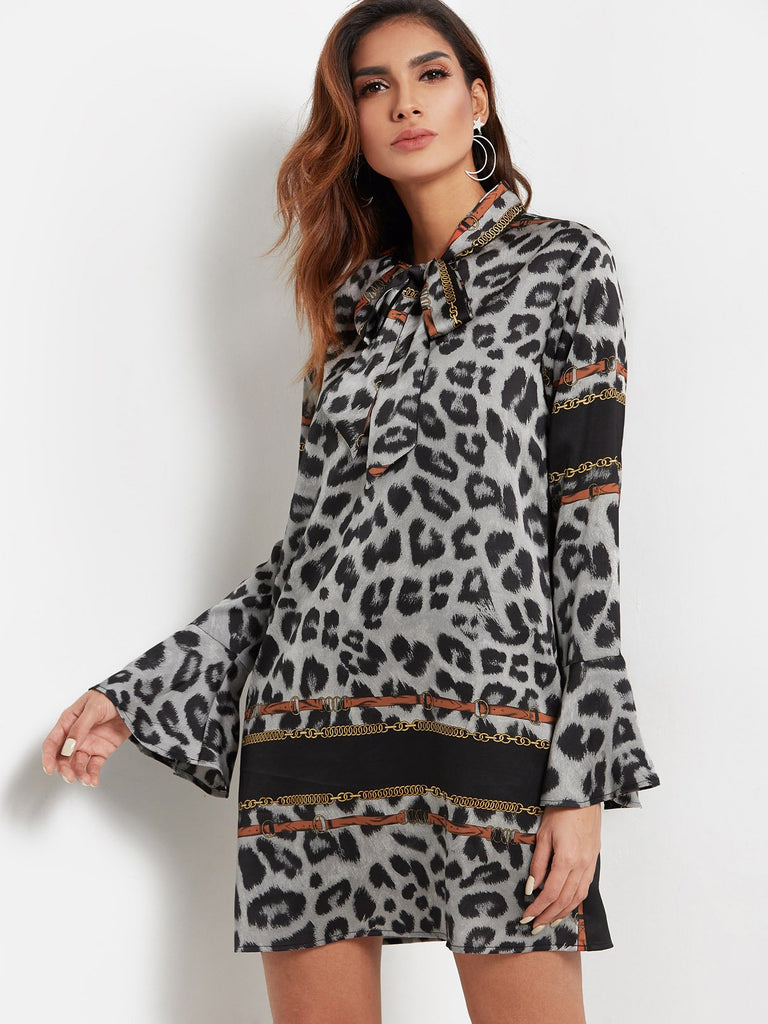 Ladies Leopard Casual Dresses
