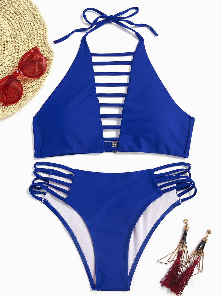 Maroon Halter Bikinis