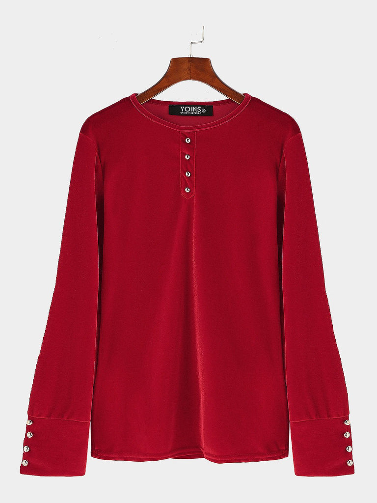 Round Neck Long Sleeve Red Top