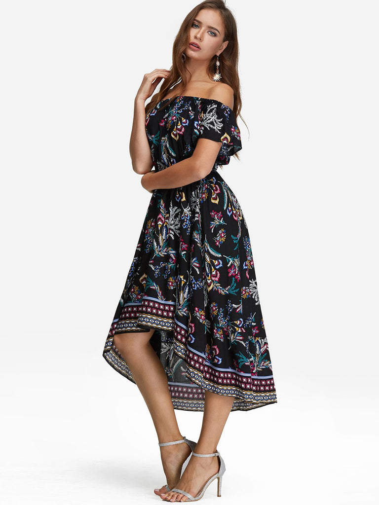 Ladies Black Floral Dresses