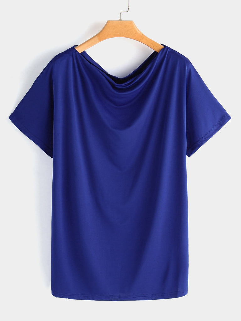One Shoulder Plain Half Sleeve T-Shirts