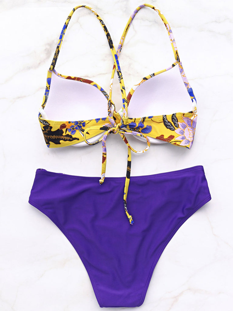 Womens Floral Print Bikini Set Swimwear