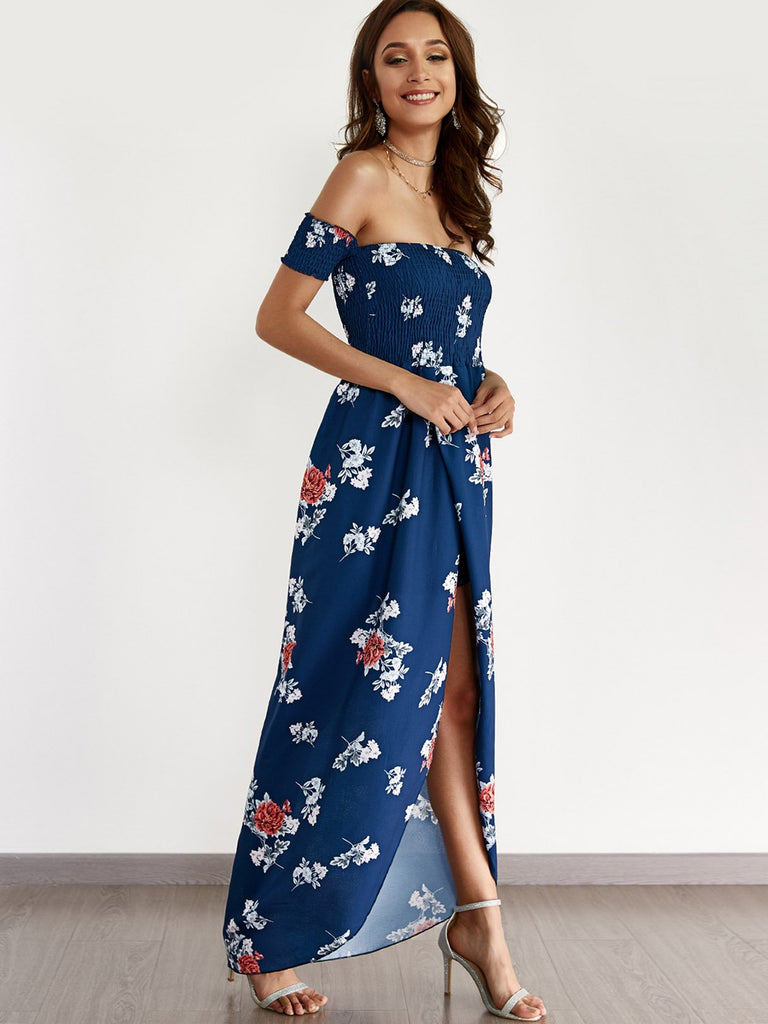 Ladies Navy Floral Dresses