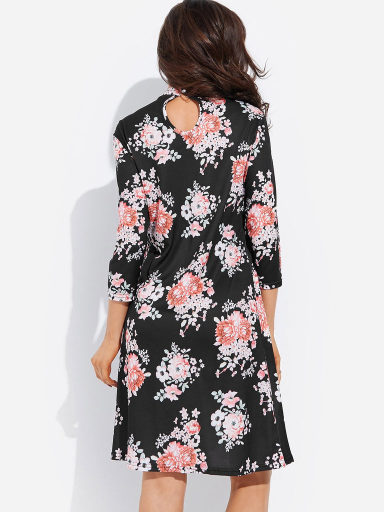 Womens Black Floral Dresses