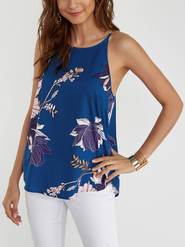 Halter Spaghetti Strap Sleeveless Curved Hem Camis