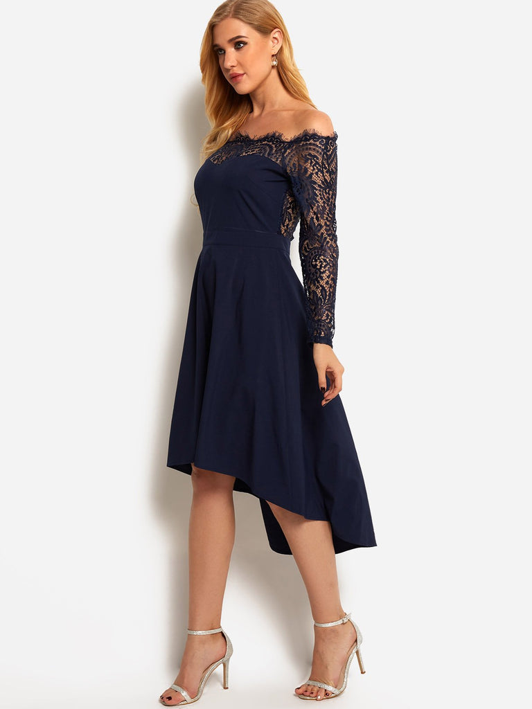 Ladies Navy Off The Shoulder Dresses