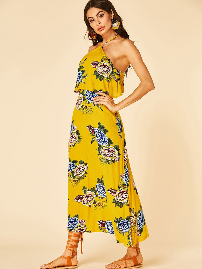 Ladies Yellow Floral Dresses