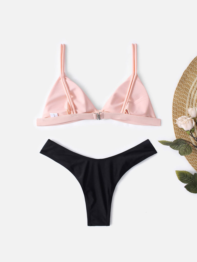 Ladies Deep V Neck Two Piece Bikini