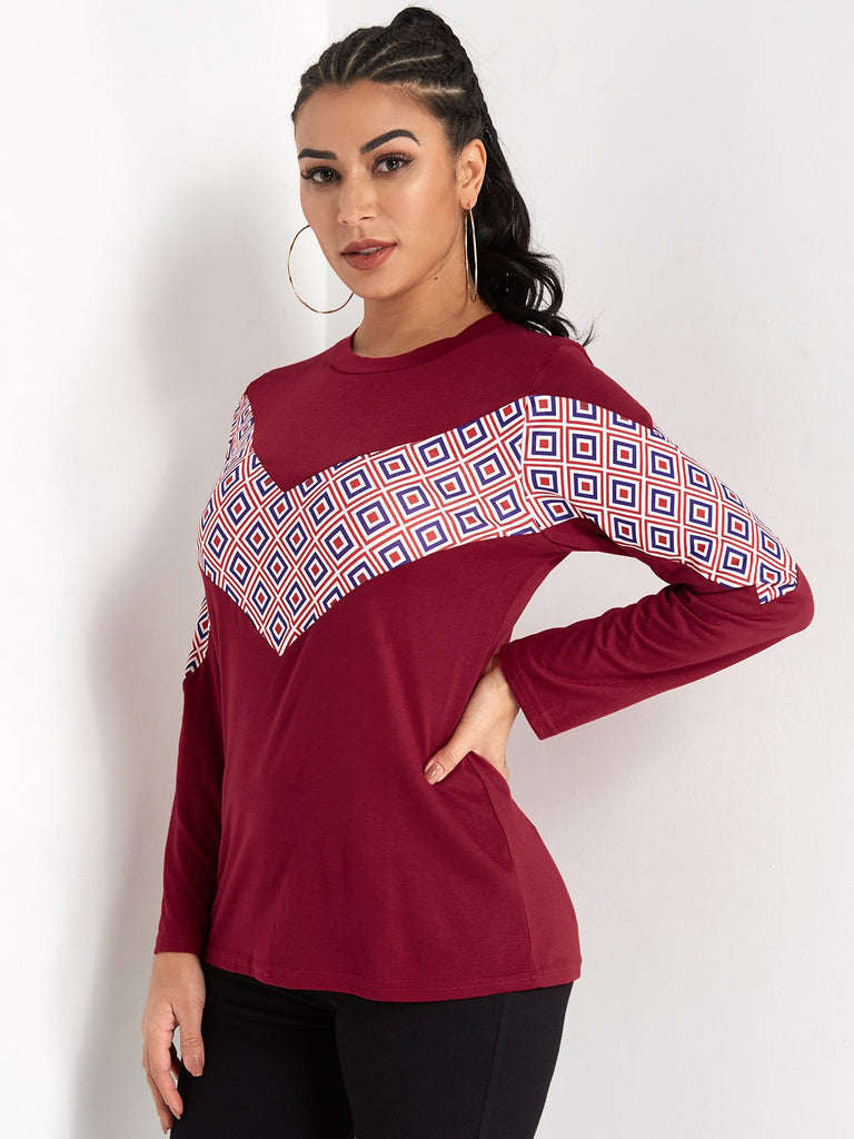 Round Neck Plain Long Sleeve T-Shirt