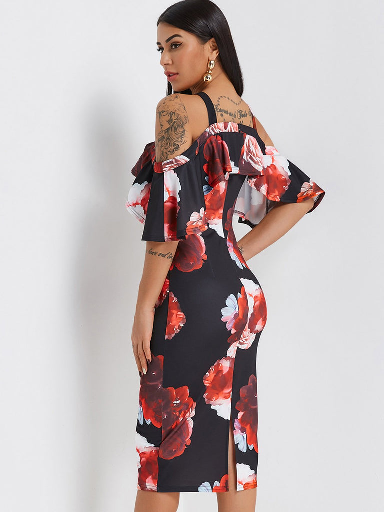 Womens Black Floral Dresses