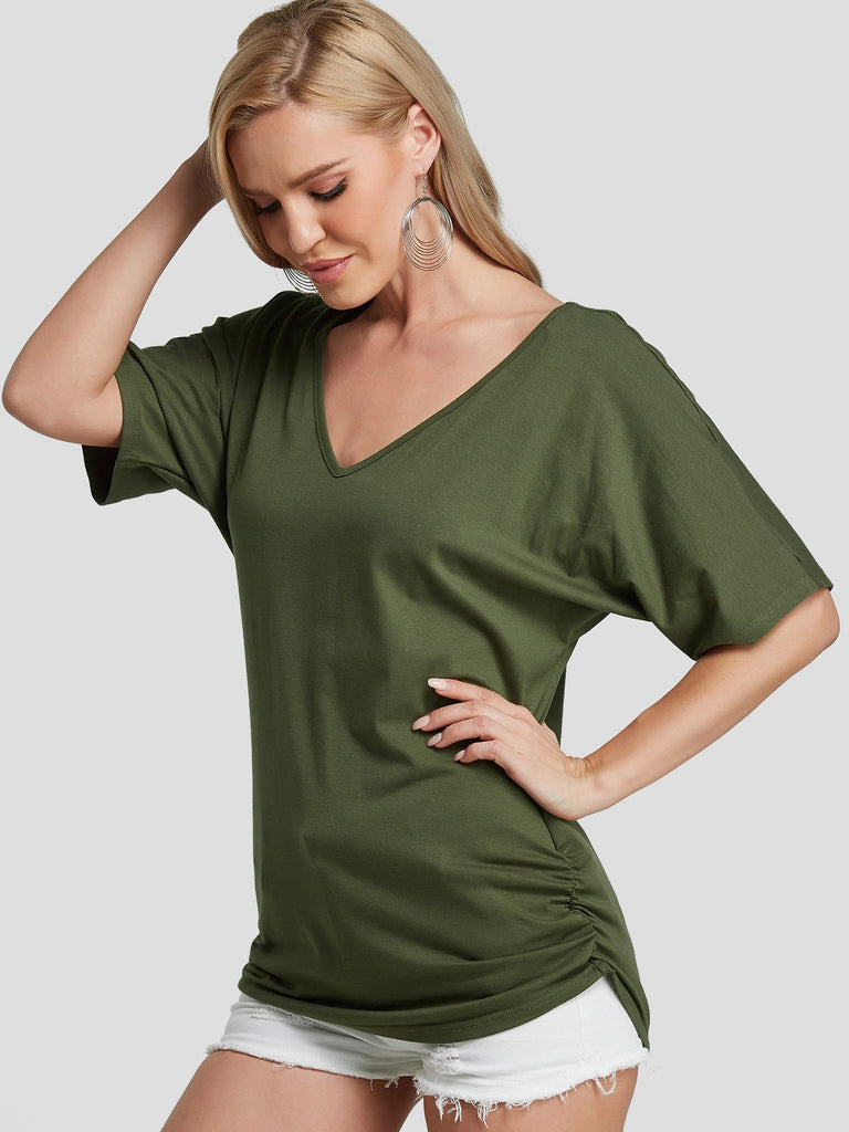 V-Neck Plain Half Sleeve T-Shirts