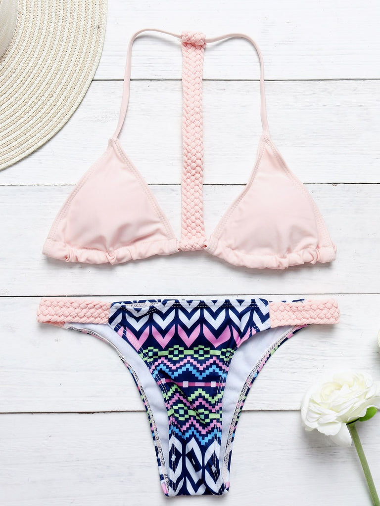 Halter Sleeveless Two Piece Bikinis Set