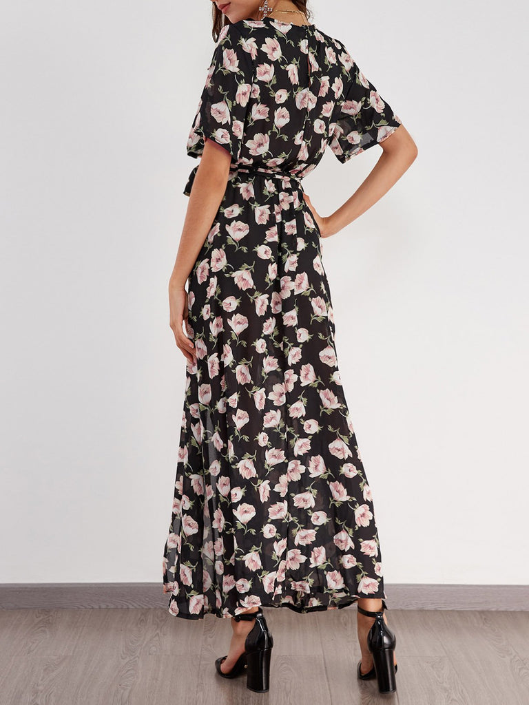 Womens Black Floral Dresses