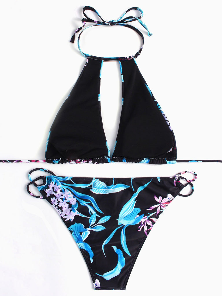 Black And White High Neck Bikinis