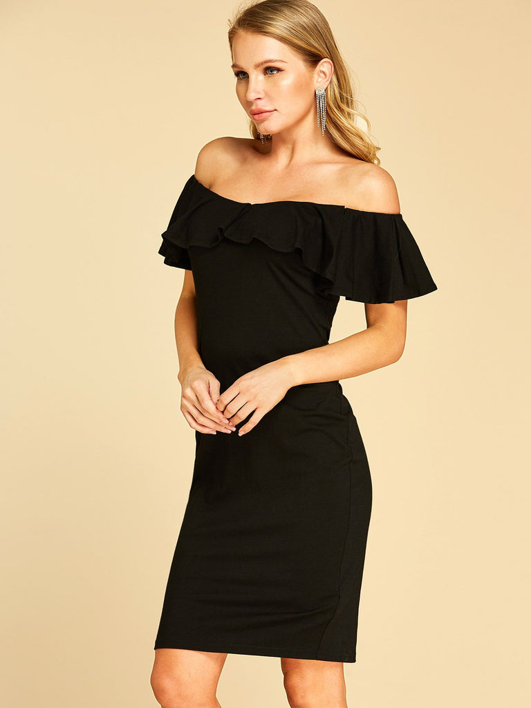 Ladies Black Off The Shoulder Dresses