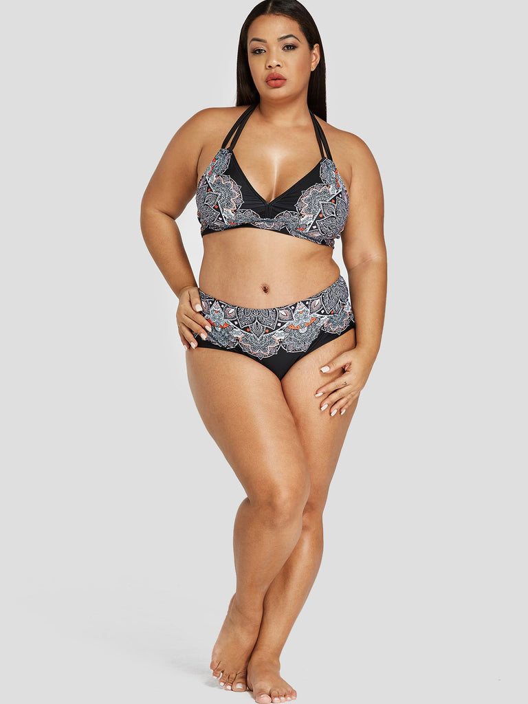 Black And White Plus Size Swimwear