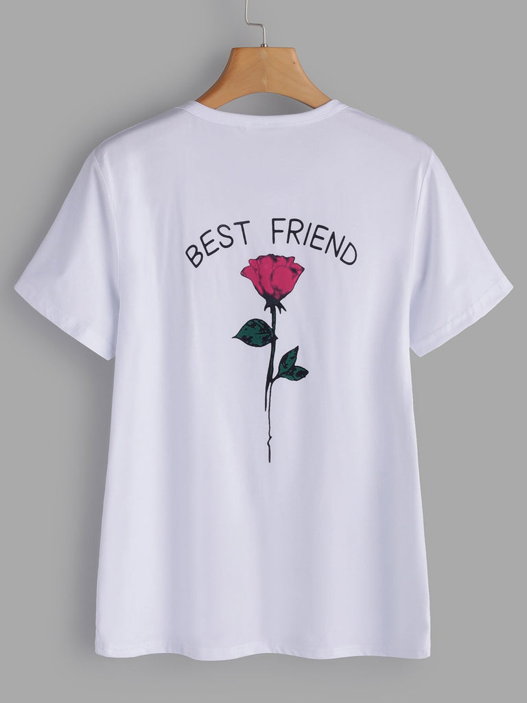 Crew Neck Short Sleeve Letter Printed T-Shirts