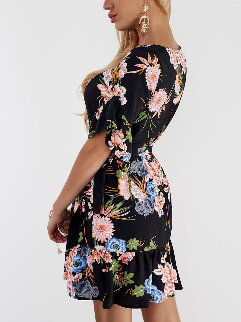 Womens Black Floral Dresses