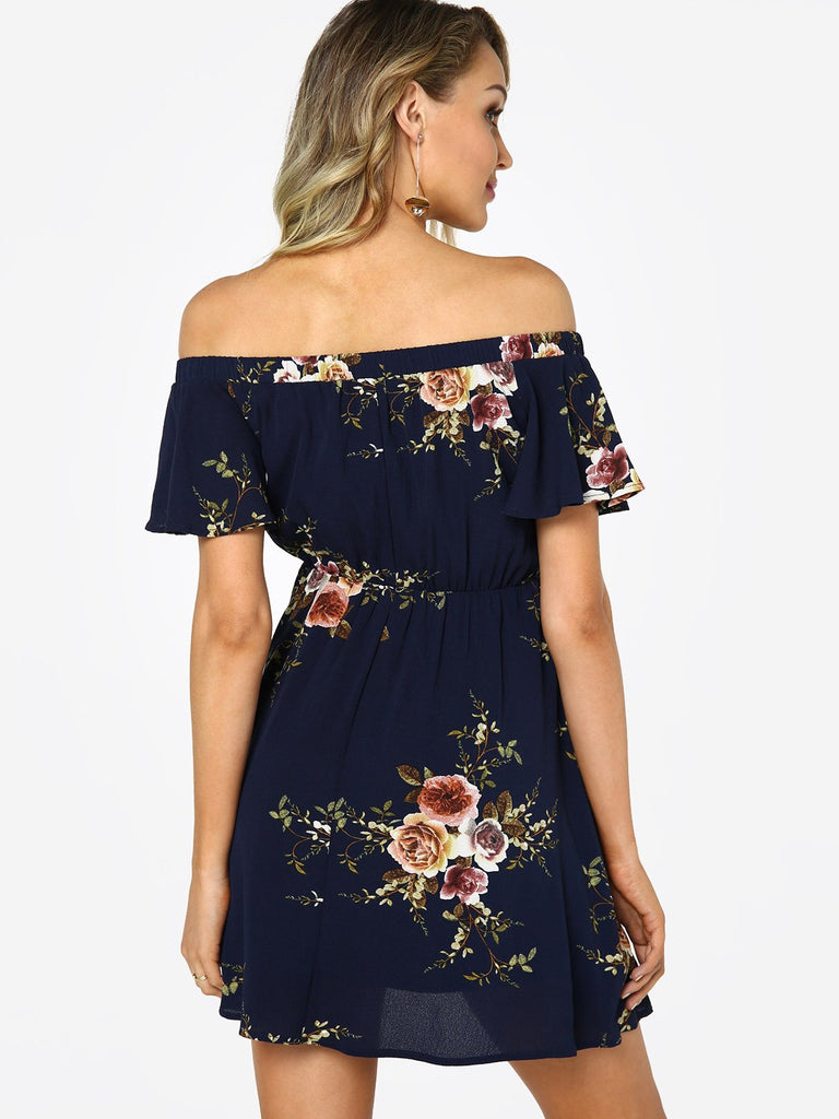 Womens Navy Floral Dresses