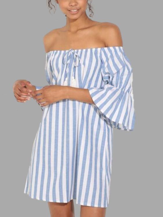 Off The Shoulder Stripe Mini Dress