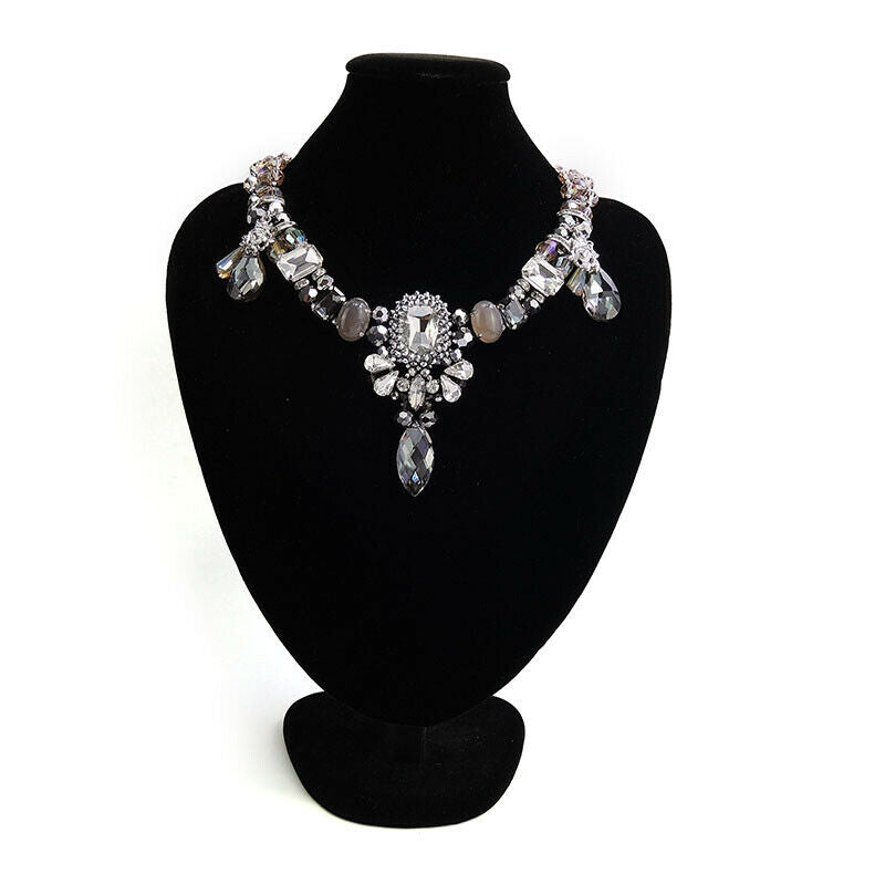 Beaded Statement Handmade Necklace With Crystal Drips