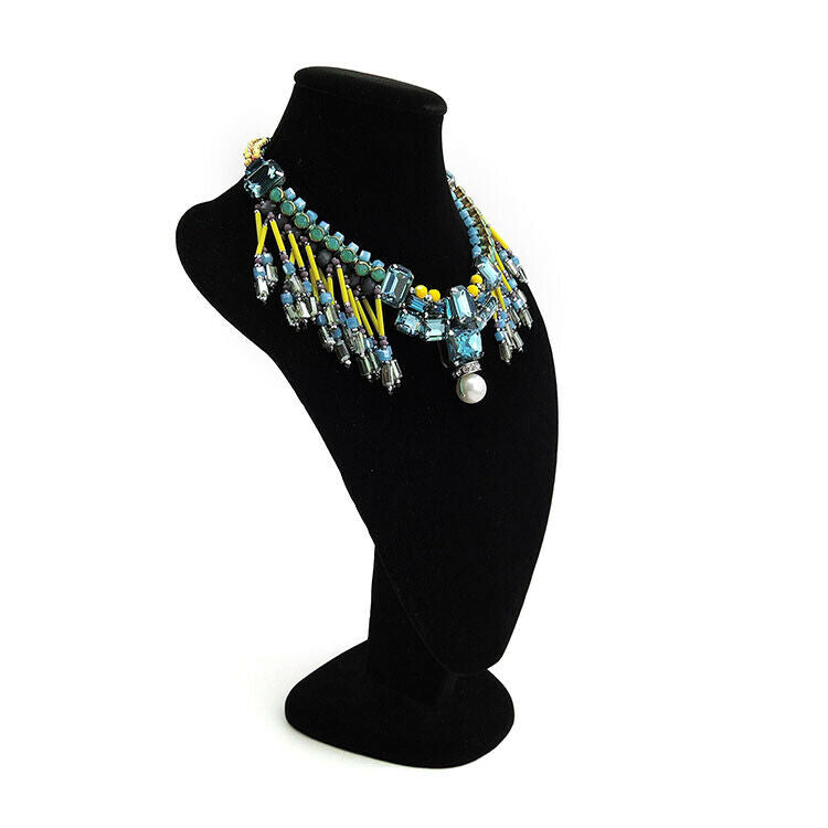 Multi Bead Fringe Statement Bib Necklace