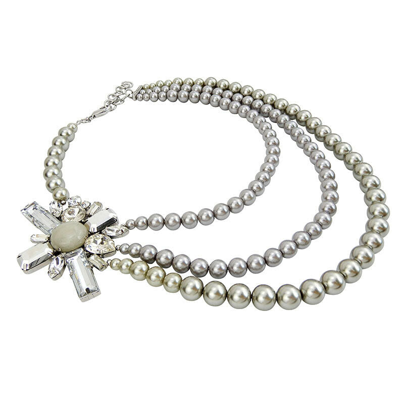 Three Strands Imitation Pearl Necklace