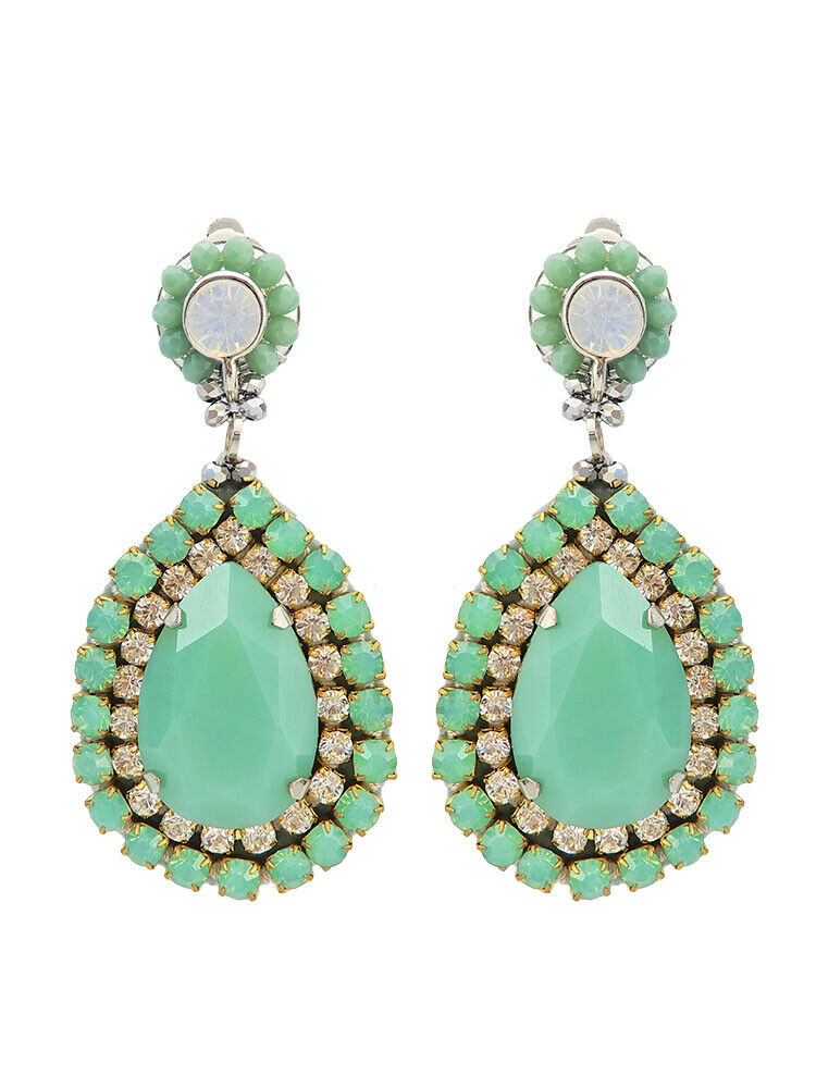 Crystal Drop Earrings Mint 