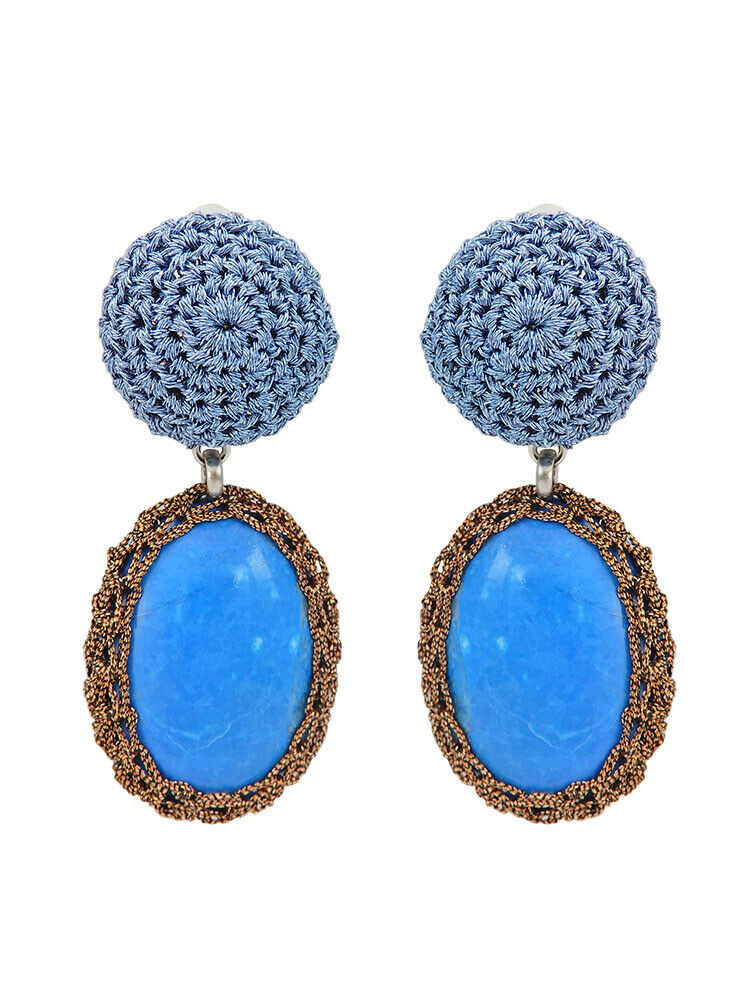 Crochet Turquois Handmade Drop Earrings