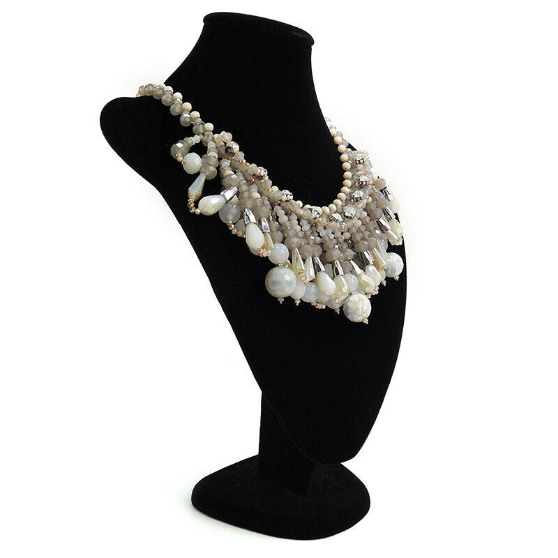 Multi Bead Fringe Statement Bib Necklaces