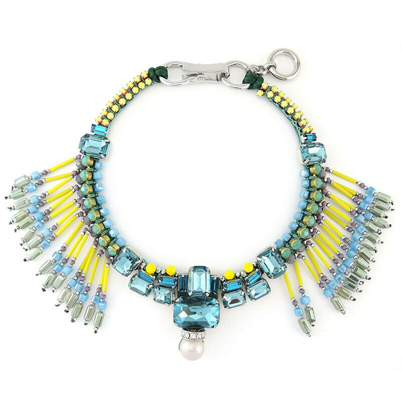 Multi Bead Fringe Statement Bib Handmade Necklace