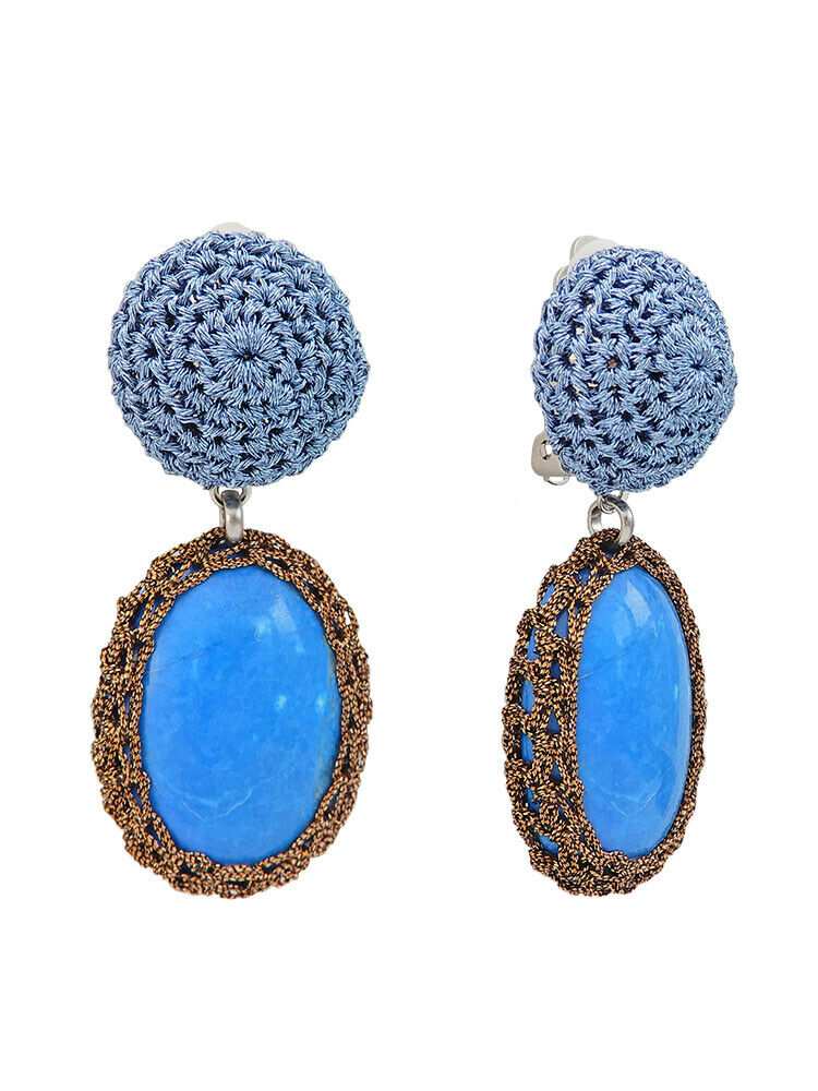 Crochet Turquois Drop Earrings
