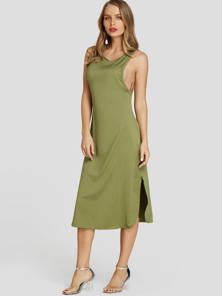 Womens Sleeveless Midi Dress