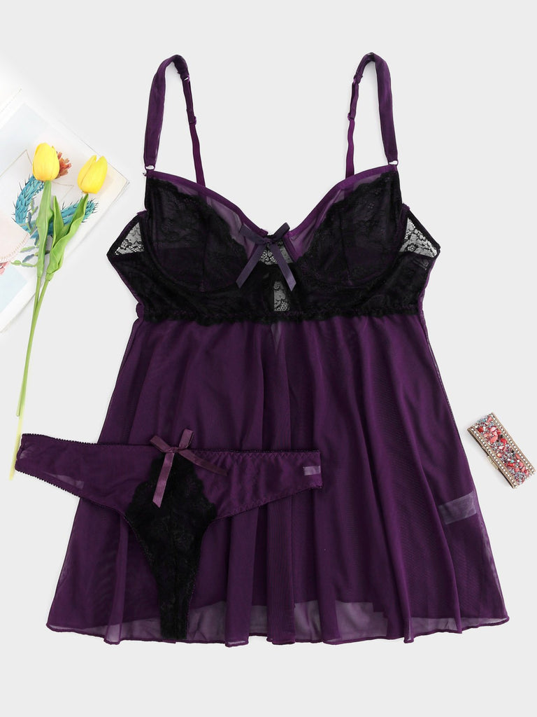 Plain Purple Plus Size Intimates