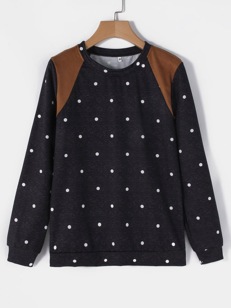 Round Neck Polka Dot Long Sleeve T-Shirts
