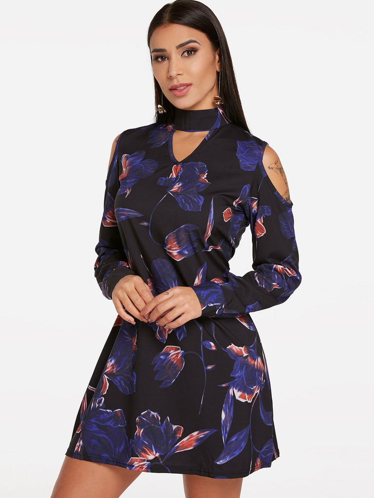 Ladies Navy Floral Dresses